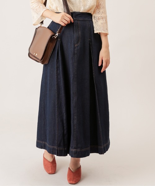 natural couture（ナチュラルクチュール）の「配色ステッチバックレースアップデニムスカート（スカート・レディース・ブラック/ブラウン/ブルー・FREE）」の10枚目の写真