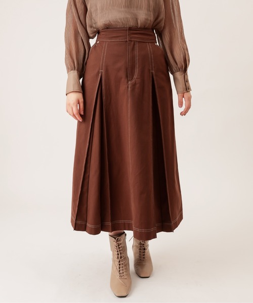 natural couture（ナチュラルクチュール）の「配色ステッチバックレースアップデニムスカート（スカート・レディース・ブラック/ブラウン/ブルー・FREE）」の13枚目の写真