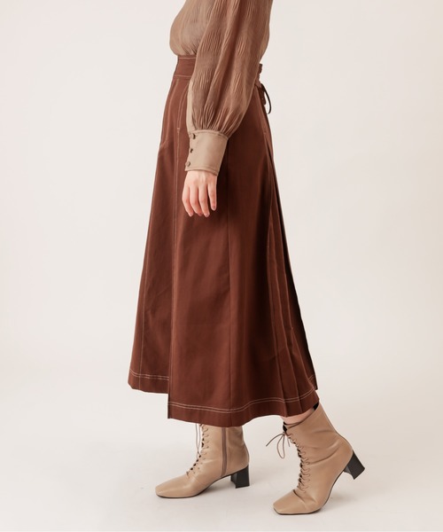 natural couture（ナチュラルクチュール）の「配色ステッチバックレースアップデニムスカート（スカート・レディース・ブラック/ブラウン/ブルー・FREE）」の14枚目の写真