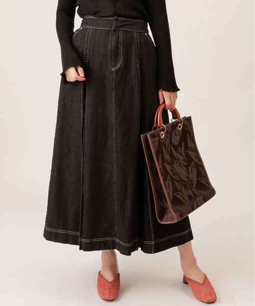 natural couture（ナチュラルクチュール）の「配色ステッチバックレースアップデニムスカート（スカート・レディース・ブラック/ブラウン/ブルー・FREE）」の20枚目の写真