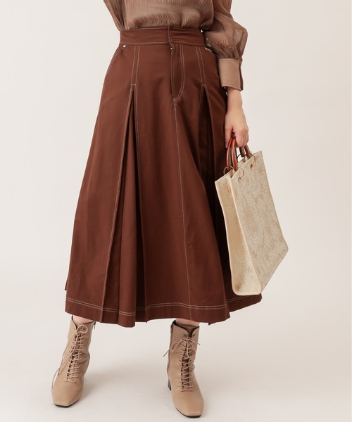 natural couture（ナチュラルクチュール）の「配色ステッチバックレースアップデニムスカート（スカート・レディース・ブラック/ブラウン/ブルー・FREE）」の22枚目の写真