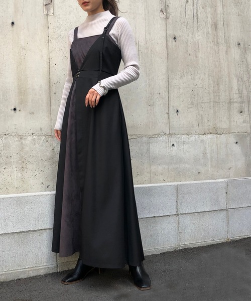 &g'aime（アンジェム）の「【&g'aime】レイヤードライクキャミワンピース（ワンピース・レディース・ブラック/チャコールグレー/ブラウン・FREE）」の4枚目の写真