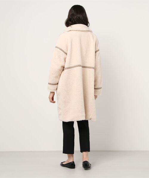WEGO（ウィゴー）の「WEGO/パイピングフライトロングコート（ムートンコート・レディース・ホワイト/ブラウン・FREE）」の4枚目の写真