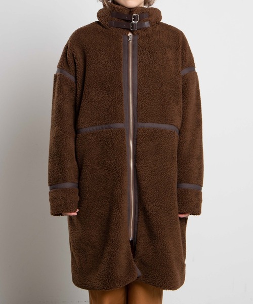 WEGO（ウィゴー）の「WEGO/パイピングフライトロングコート（ムートンコート・レディース・ホワイト/ブラウン・FREE）」の11枚目の写真