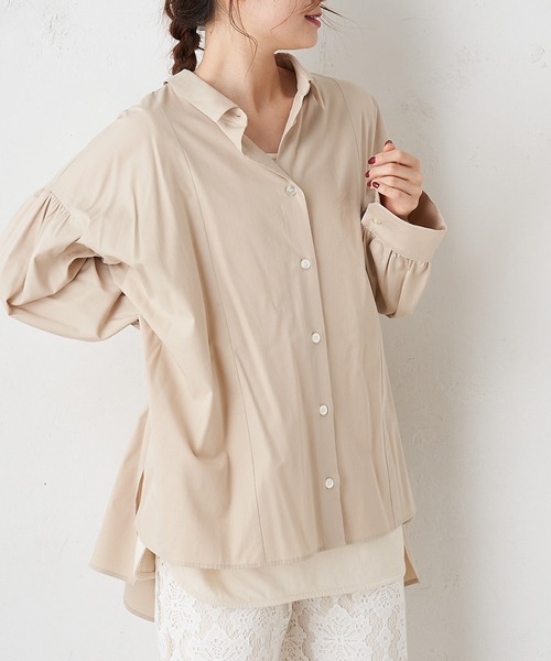 PUAL CE CIN(ピュアルセシン)の「【Du noir】エコベロ ブラウス(シャツ/ブラウス・レディース・ホワイト/チャコール/ベージュ・FREE)」の1枚目の写真