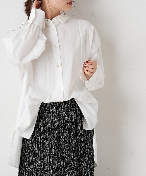 PUAL CE CIN(ピュアルセシン)の「【Du noir】エコベロ ブラウス(シャツ/ブラウス・レディース・ホワイト/チャコール/ベージュ・FREE)」の4枚目の写真