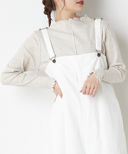 PUAL CE CIN(ピュアルセシン)の「テレコプチハイネックプルオーバー(Tシャツ/カットソー・レディース・スミクロ/オートミール・FREE)」の1枚目の写真