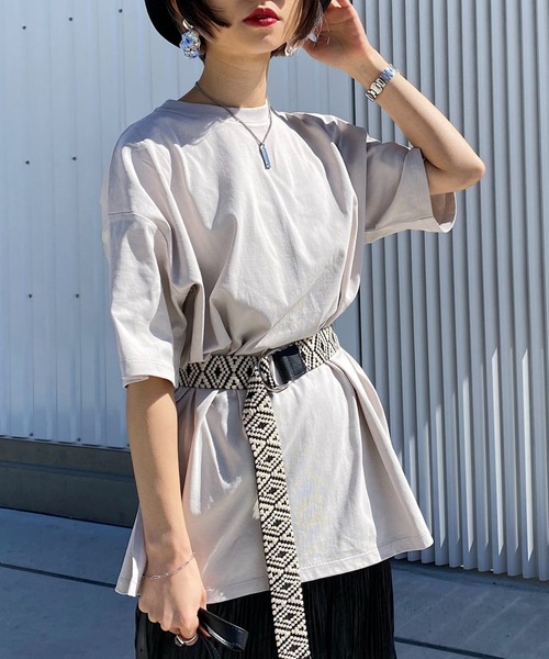 PAGEBOY（ページボーイ）の「BIGTシャツSS（Tシャツ/カットソー・レディース・グレイッシュベージュ/ブラック/オフホワイト/レオパード・FREE）」の9枚目の写真