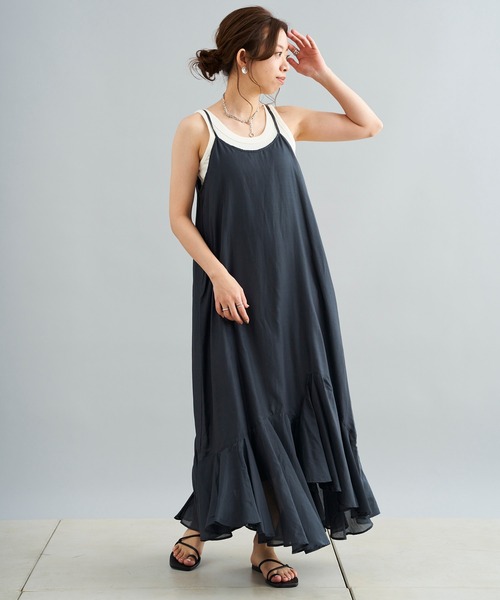 DouDou（ドゥドゥ）の「イレギュラーヘムワンピース（ワンピース・レディース・チャコールグレー/カーキ・FREE）」の20枚目の写真