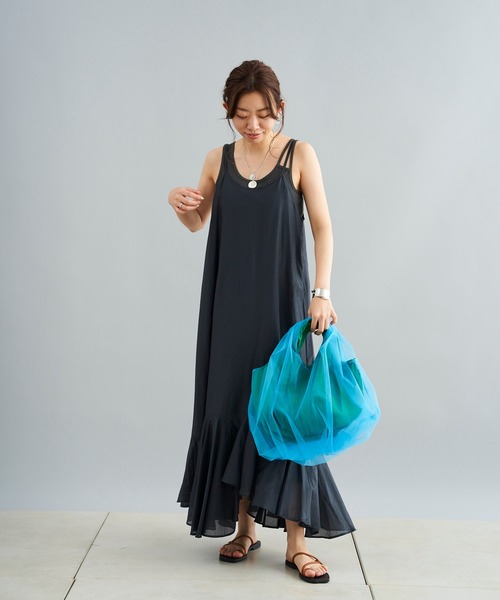 DouDou（ドゥドゥ）の「イレギュラーヘムワンピース（ワンピース・レディース・チャコールグレー/カーキ・FREE）」の7枚目の写真