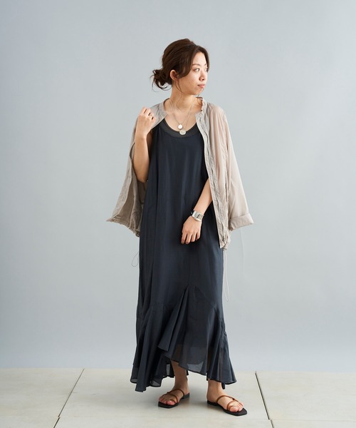DouDou（ドゥドゥ）の「イレギュラーヘムワンピース（ワンピース・レディース・チャコールグレー/カーキ・FREE）」の4枚目の写真