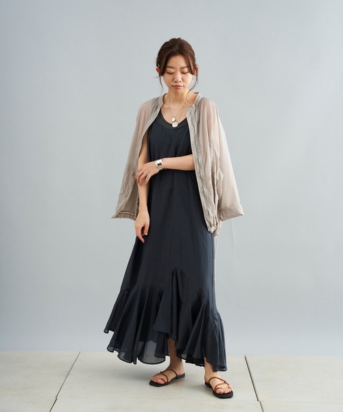 DouDou（ドゥドゥ）の「イレギュラーヘムワンピース（ワンピース・レディース・チャコールグレー/カーキ・FREE）」の8枚目の写真