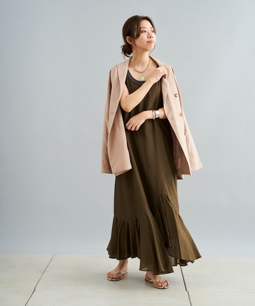 DouDou（ドゥドゥ）の「イレギュラーヘムワンピース（ワンピース・レディース・チャコールグレー/カーキ・FREE）」の13枚目の写真