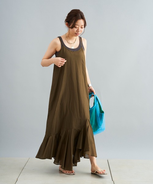 DouDou（ドゥドゥ）の「イレギュラーヘムワンピース（ワンピース・レディース・チャコールグレー/カーキ・FREE）」の18枚目の写真