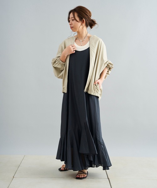DouDou（ドゥドゥ）の「イレギュラーヘムワンピース（ワンピース・レディース・チャコールグレー/カーキ・FREE）」の5枚目の写真