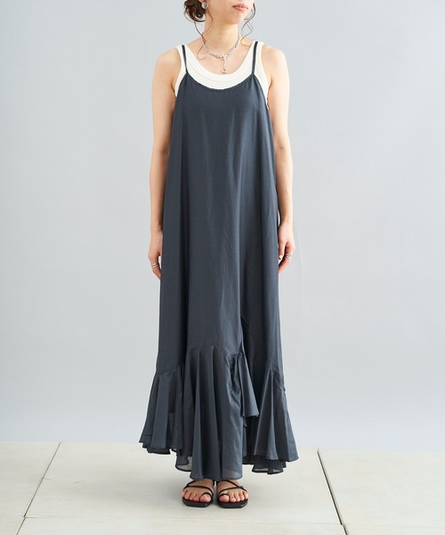 DouDou（ドゥドゥ）の「イレギュラーヘムワンピース（ワンピース・レディース・チャコールグレー/カーキ・FREE）」の6枚目の写真