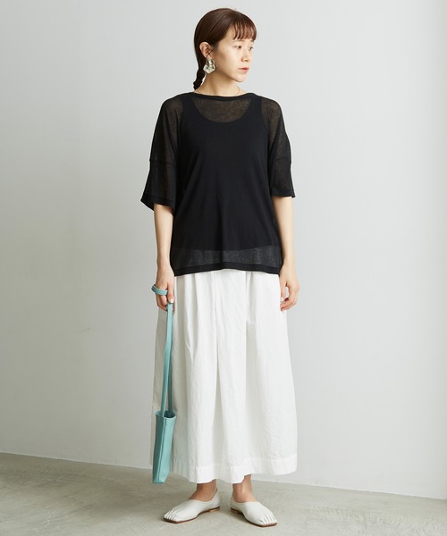 note et silence （ノートエシロンス）の「.._◇シアーフライス　ワイドTシャツ（Tシャツ/カットソー・レディース・ブラック/レモンイエロー/ピンク/ホワイト・FREE）」の9枚目の写真