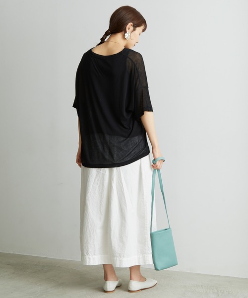 note et silence （ノートエシロンス）の「.._◇シアーフライス　ワイドTシャツ（Tシャツ/カットソー・レディース・ブラック/レモンイエロー/ピンク/ホワイト・FREE）」の11枚目の写真