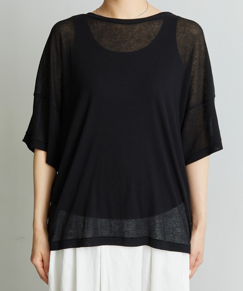 note et silence （ノートエシロンス）の「.._◇シアーフライス　ワイドTシャツ（Tシャツ/カットソー・レディース・ブラック/レモンイエロー/ピンク/ホワイト・FREE）」の12枚目の写真