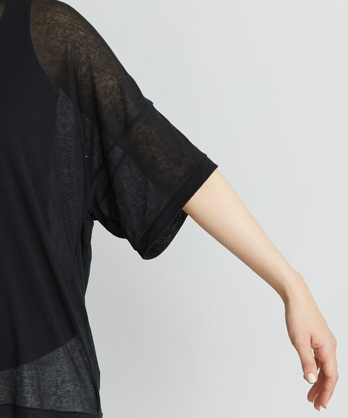 note et silence （ノートエシロンス）の「.._◇シアーフライス　ワイドTシャツ（Tシャツ/カットソー・レディース・ブラック/レモンイエロー/ピンク/ホワイト・FREE）」の13枚目の写真