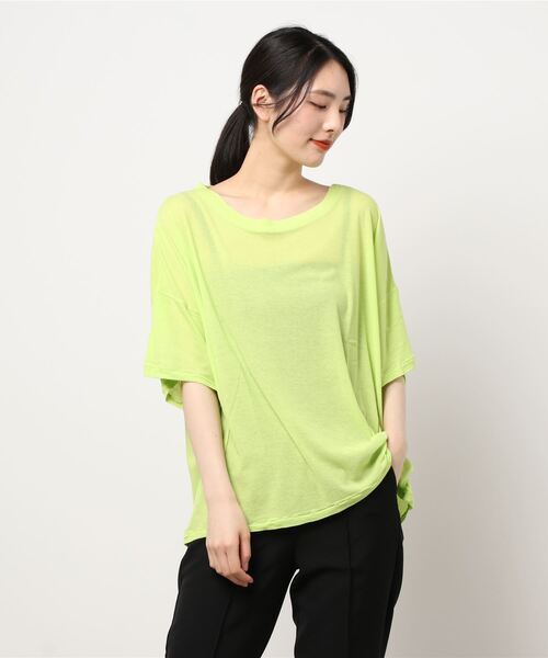 note et silence （ノートエシロンス）の「.._◇シアーフライス　ワイドTシャツ（Tシャツ/カットソー・レディース・ブラック/レモンイエロー/ピンク/ホワイト・FREE）」の15枚目の写真