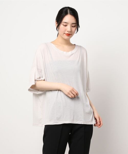 note et silence （ノートエシロンス）の「.._◇シアーフライス　ワイドTシャツ（Tシャツ/カットソー・レディース・ブラック/レモンイエロー/ピンク/ホワイト・FREE）」の16枚目の写真