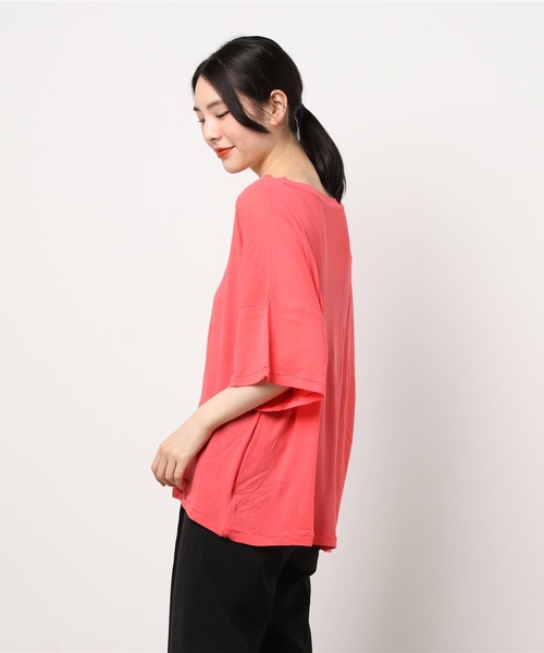 note et silence （ノートエシロンス）の「.._◇シアーフライス　ワイドTシャツ（Tシャツ/カットソー・レディース・ブラック/レモンイエロー/ピンク/ホワイト・FREE）」の18枚目の写真