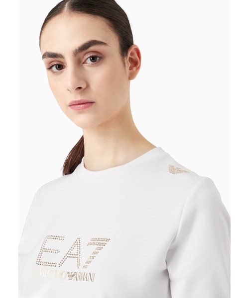 EMPORIO ARMANI EA7(エンポリオアルマーニイーエーセブン)の「【エンポリオ アルマーニ EA7】TRAIN EVOLUTION ゴールドロゴ 長袖Tシャツ(Tシャツ/カットソー・レディース・ホワイト/ブラック・SMALL/LARGE/MEDIUM/X-SMALL)」の10枚目の写真