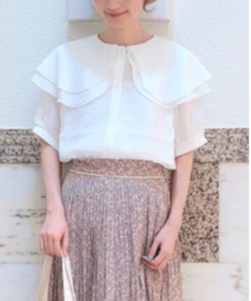 ehka sopo（エヘカソポ）の「【QR】2枚衿ブラウス（シャツ/ブラウス・レディース・ミント/オフホワイト/ブルー・ﾌﾘ-）」の2枚目の写真