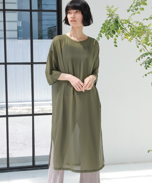 LAKOLE（ラコレ）の「シアージョーゼットTワンピース / 948420（ワンピース・レディース・バーガンディー/ブラック/カーキ・SMALL/MEDIUM）」の3枚目の写真