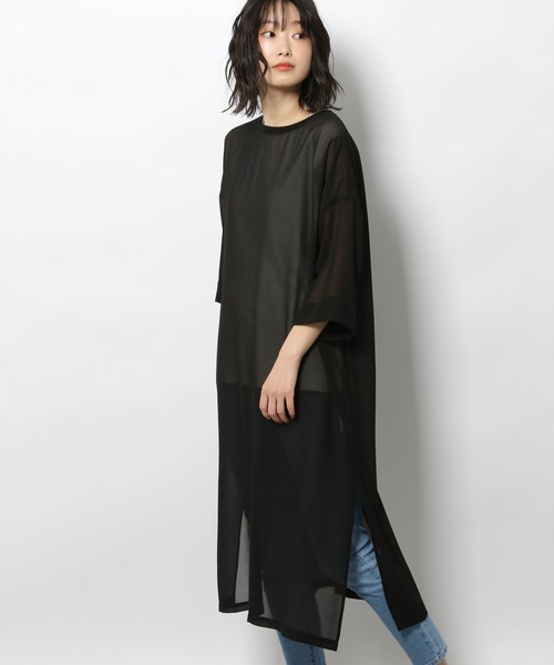 LAKOLE（ラコレ）の「シアージョーゼットTワンピース / 948420（ワンピース・レディース・バーガンディー/ブラック/カーキ・SMALL/MEDIUM）」の2枚目の写真