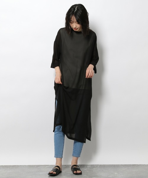 LAKOLE（ラコレ）の「シアージョーゼットTワンピース / 948420（ワンピース・レディース・バーガンディー/ブラック/カーキ・SMALL/MEDIUM）」の4枚目の写真