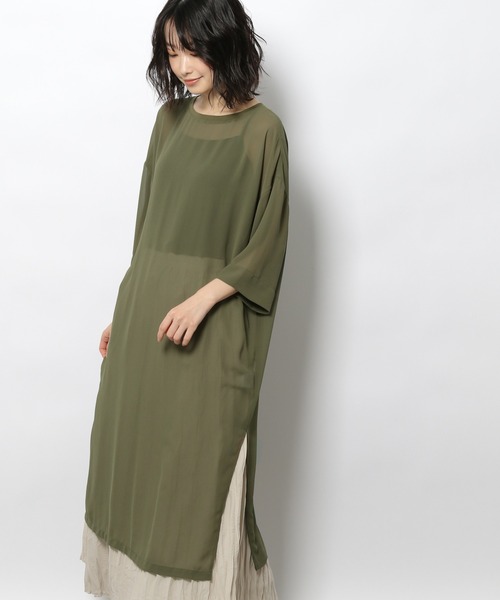 LAKOLE（ラコレ）の「シアージョーゼットTワンピース / 948420（ワンピース・レディース・バーガンディー/ブラック/カーキ・SMALL/MEDIUM）」の19枚目の写真