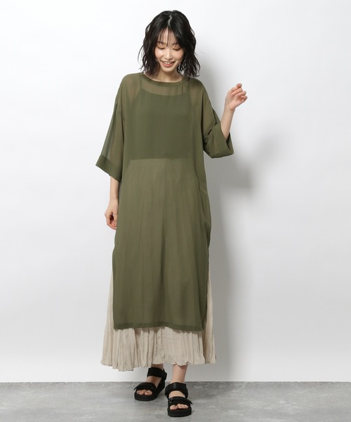 LAKOLE（ラコレ）の「シアージョーゼットTワンピース / 948420（ワンピース・レディース・バーガンディー/ブラック/カーキ・SMALL/MEDIUM）」の14枚目の写真