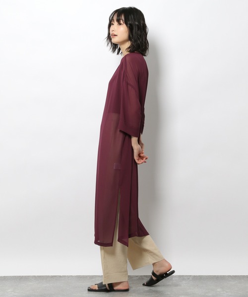 LAKOLE（ラコレ）の「シアージョーゼットTワンピース / 948420（ワンピース・レディース・バーガンディー/ブラック/カーキ・SMALL/MEDIUM）」の9枚目の写真