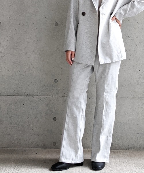 Per sist ence(パーシエンス)の「Per sist ence/パーシエンス へリンボンツイード フレアパンツ(その他パンツ・レディース・ベージュ/ブラウン/グレー・FREE)」の1枚目の写真