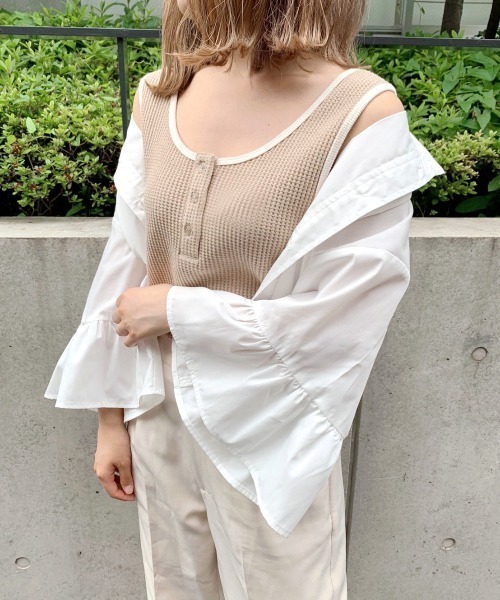 nemne store（ネンネストア）の「がんばりすぎない2wayワッフルインナータンク（タンクトップ・レディース・ベージュ/オフホワイト/サックスブルー/オレンジ/ミント/その他1/その他2・フリー）」の20枚目の写真