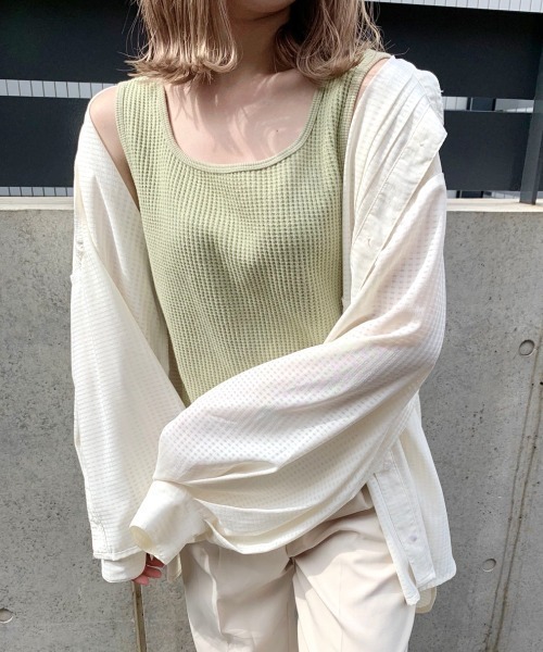nemne store（ネンネストア）の「がんばりすぎない2wayワッフルインナータンク（タンクトップ・レディース・ベージュ/オフホワイト/サックスブルー/オレンジ/ミント/その他1/その他2・フリー）」の14枚目の写真