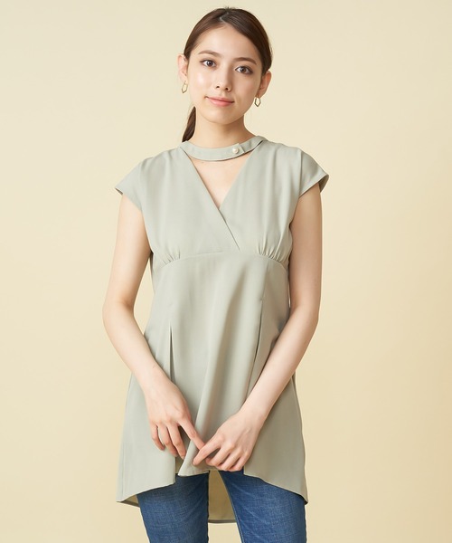 ROYAL PARTY（ロイヤルパーティー）の「バックドレープチョーカートップス（シャツ/ブラウス・レディース・カーキ/ブラック/ベージュ・FREE）」の12枚目の写真