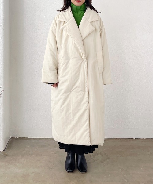 Shelly island（シェリーアイランド）の「中綿オーバーサイズロングコート（その他アウター・レディース・ホワイト/ライトグレー/モカ・M）」の5枚目の写真