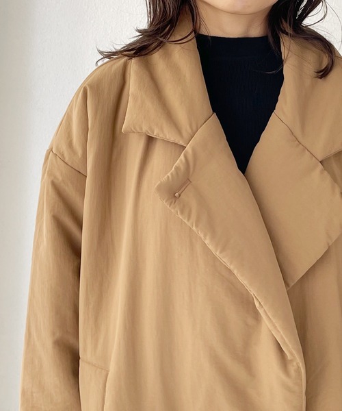 Shelly island（シェリーアイランド）の「中綿オーバーサイズロングコート（その他アウター・レディース・ホワイト/ライトグレー/モカ・M）」の7枚目の写真