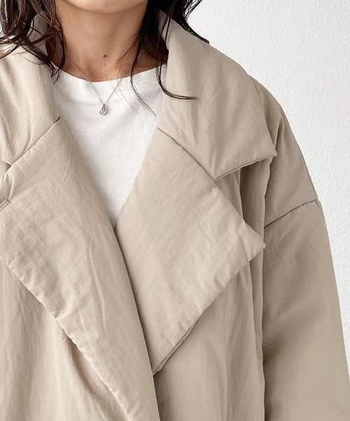 Shelly island（シェリーアイランド）の「中綿オーバーサイズロングコート（その他アウター・レディース・ホワイト/ライトグレー/モカ・M）」の9枚目の写真