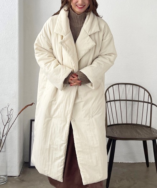 Shelly island（シェリーアイランド）の「中綿オーバーサイズロングコート（その他アウター・レディース・ホワイト/ライトグレー/モカ・M）」の20枚目の写真