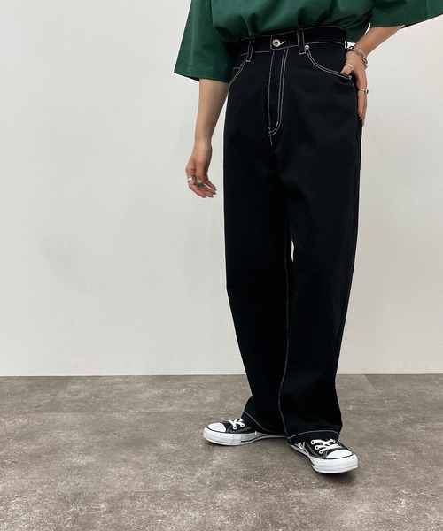 apres jour mignon(アプレジュールミニョン)の「ステッチ配色パンツ【ZOZOTOWN限定アイテム】(その他パンツ・レディース・ブラック/チャコールグレー/ダークグリーン・SMALL/MEDIUM/X-LARGE)」の2枚目の写真