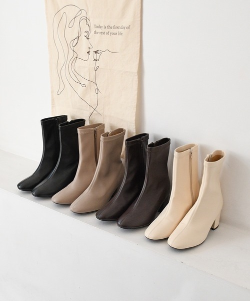 NOFALL（ノーフォール）の「スクエアトゥストレッチミドルブーツ（ブーツ・レディース・ブラック/アイボリー/グレイッシュベージュ/ダークブラウン・L/S/3L/LL/M/SS）」の7枚目の写真