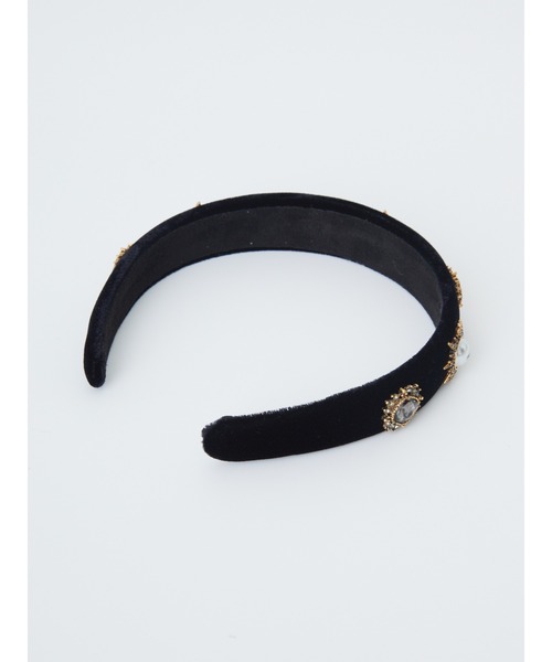 Ank Rouge（アンクルージュ）の「ヴィンテージライクビジューカチューシャ（カチューシャ・レディース・ブラック・FREE）」の2枚目の写真