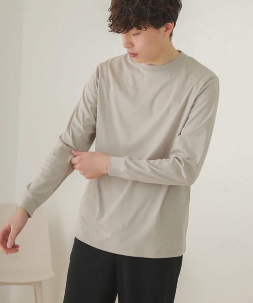 SENSE OF PLACE by URBAN RESEARCH（センスオブプレイスバイアーバンリサーチ）の「スムースシルケットロングTシャツ（Tシャツ/カットソー・メンズ・ホワイト/ブラック/ライトベージュ・MEDIUM/LARGE）」の15枚目の写真