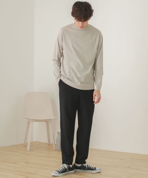 SENSE OF PLACE by URBAN RESEARCH（センスオブプレイスバイアーバンリサーチ）の「スムースシルケットロングTシャツ（Tシャツ/カットソー・メンズ・ホワイト/ブラック/ライトベージュ・MEDIUM/LARGE）」の8枚目の写真