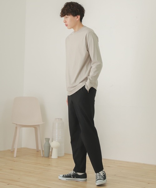 SENSE OF PLACE by URBAN RESEARCH（センスオブプレイスバイアーバンリサーチ）の「スムースシルケットロングTシャツ（Tシャツ/カットソー・メンズ・ホワイト/ブラック/ライトベージュ・MEDIUM/LARGE）」の12枚目の写真