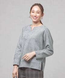 <closet story(クローゼットストーリー)>フェイクスエード キーネック カットソー